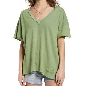 Free People We The Free Joni Distressed Oversized Tee Shirt Laurel Green Size XS